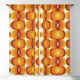 Curtains Orange, Brown and Ivory Retro Waves Blackout Curtains 3D Print Window Curtains for Bedroom Living Room Decor Window Treatments