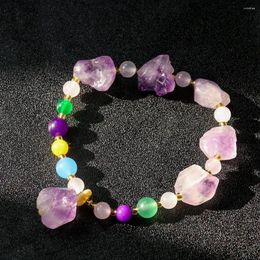 Strand Natural Amethyst Quartz Energy Stone Rainbow Spacer Beads Irregular Bracelet Charms Reiki Chakras Healing Bangle Wrist Jewellery