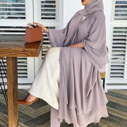 Ethnic Clothing Fashion Chiffon Abaya Kimono Dubai Muslim Cardigan Abayas Women Casual Robe Female Islam Clothes Dress