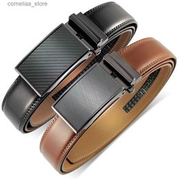 Belts Mens Leather Belt Automatic Genuine Leather Belts Belt Male Leisure Fashion Ratchet Belts for Men Pants Waistband Y240315
