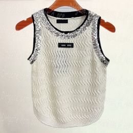 Contrast Colour Women Singlet Tops Sexy Cropped Knits Tops Luxury Designer Woman White Black Singlets