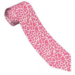 Bow Ties Pink Leopard Print Tie Animals Classic Casual Neck For Men Women Daily Wear Party Collar Graphic Necktie Accessories