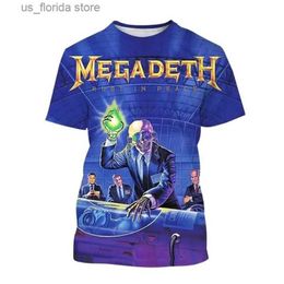 Men's T-Shirts 3D Fashion Megadeth Printing T-shirt Summer Men Ladies Popular T Shirts Hip Hop Style Short Slves Pullover Boys Vintage Tops Y240315