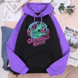 Men's Hoodies Sweatshirts Cretaceous Nights Sunglasses Dinosaur Cool Male Raglan Long Sleeves Fashion Autumn Sweatshirt Fleece Loose Pullover Mens