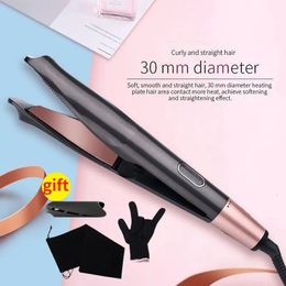 Professional Ion Flat Iron Curling 2-in-1 Hair Straightener And Curler Digital LCD Display Adjustable Temp For All Hair Types 240306