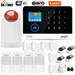 Chargers Tuya App Wifi Gsm Gprs Wireless Home Burglar Security Alarm System Integrated Via Wifi Ip Camera with Flashing Siren