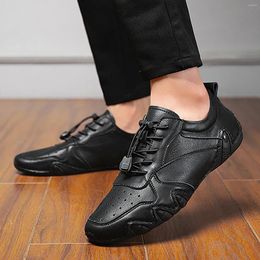 Casual Shoes Men Walking Sneakers Non Slip Work Comfortable Leather Athletic Tennis Spring And Autumn Lace-up Footwear