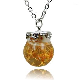 Pendant Necklaces Seaweed Glass Ball Necklace Natural Solid Crystal Pendants Girl's Candy Color Jewelry1242Z