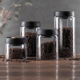 Jars GIANXI Vacuum Sealed Jug Set Coffee Beans Glass Airtight Canister Kitchen Food Grains Candy Keep Fresh Storage Jar Set