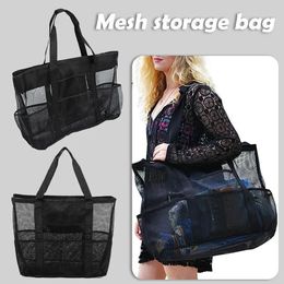 8 Pockets Summer Beach Large Bag Waterproof Underwear For Towels Mesh Durable Travel Handbag Toys Organizer Swimming Storage 240307