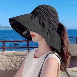 Wide Brim Hats UV Protection Bucket Hat Women Portable Beach Cap Breathable Outdoor Sunshade