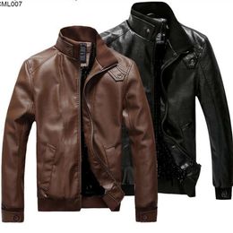 Mens Leather Jacket Clothing Korean Version Slim Fit Motorcycle Style