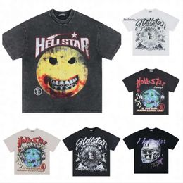 Hellstar Shirt Designer Short Shirts Men Plus Tees T Rapper Wash Grey Heavy Craft Unisex Sleeve Tshirts Tops High Street Retro Women T-Shirt Us S-Xl Hell Star 979