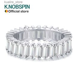 Cluster Rings Knobspin 2*4mm D VVS1 Emerald Cut Full Mossanite Ring for Women Man 925 Sterling Sliver Plated 18k Classic Diamond Eternity Band L240315