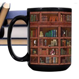 Mugs Bookshelf Mug Funny Coffee For Book Lover Creative Space Design Large Capacity Novelty Water Cup Latte Gift