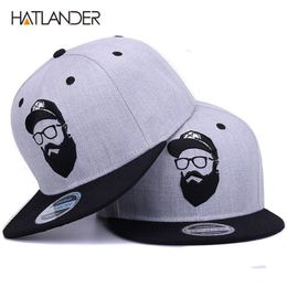 HATLANDEROriginal grey cool hip hop cap men women hats vintage embroidery character baseball caps gorras planas bone snapback 213319