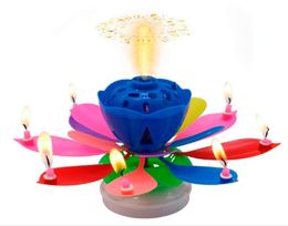 Cake Candle Lotus Lotus Music Candle Happy Birthday Art Candle Lamp DIY Cake Decoration Child Gift Wedding Party4402884