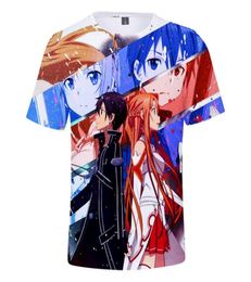 Japan Anime SAO Sword Art Online Cosplay Costumes Kirigaya Kazuto Kirito Asuna Yuuki Asuna 3D Print Short Sleeve T Shirt Men6059035