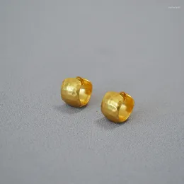 Stud Earrings LONDANY Japanese Vintage Brass Hammer Texture Surface Simple Ear Button Earring Female