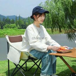 Camp Furniture Outdoor Chair Camping Lounger Portable Moon Small Stool Folding Breathable Baterproof Pocket YQ240315