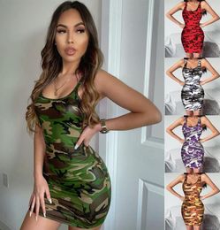Casual Drs 2021 Est Fashion Summer Dress Camouflage Womens Bodycon Sleeveless Ladies Beach Party With 5 Colors4278873