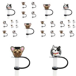 Drinking Straws Dog St Er Topper Sile Accessories Charms Reusable Splash Proof Drinking Dust Plug Decorative Diy Your Own 8Mm Drop Del Dhxd9