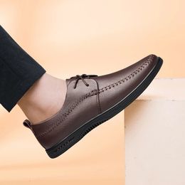 Men's Genuine Leather Casual Shoes Comfortable Flat Shoes Soft Sole Sneaker High-end Loafers Shoes Work Business Driving Shoes 240328