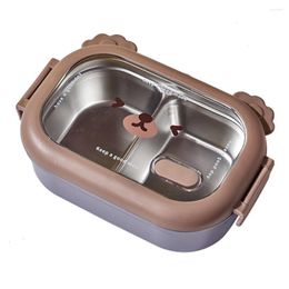 Dinnerware Stainless Steel Cartoon Lunch Box Leak-Proof Cute Container Double-Sided Locking Design 1000ml For Adults/Students And Kids