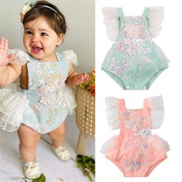 Princess Baby Girl Lace Embroidered Hoodie Sweet Baby Ruffle Backless jumpsuit Summer Hoodie 0-24M 240315