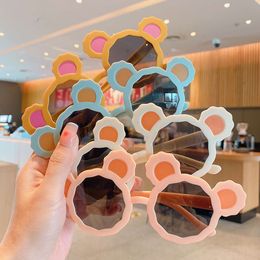 Children's Cute Cartoon Bear Ears Sunscreen for Little Girls Fashion Versatile Anti Polarization Personalized Sunglasses