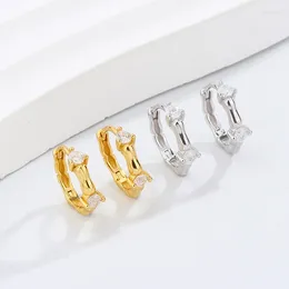 Stud Earrings 2024 Selling 925 Sterling Silver Bamboo Zircon Women's Fashionable And Versatile Jewellery Mother's Day Gift