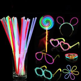 100Pcs 20cm Glow Sticks DIY Concert Stage Show Fluorescent Prop Creative Night Glow Bracelets 240314