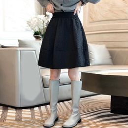 Skirts Black Pongee Clothes Female Style High Waist Thin Short A-line Skirt 2024 Autumn And Winter Slight Strech Vintage Silk