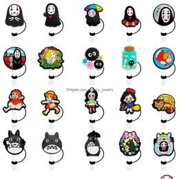 Drinking Sts Japanese Childhood No Face Man Sile St Toppers Accessories Er Charms Reusable Splash Proof Dust Plug Decorative 8Mm/10Mm Otkd1