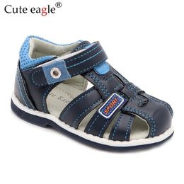 Cute eagle Summer Boys Orthopaedic Sandals Pu Leather Toddler Kids Shoes for Boys Closed Toe Baby Flat Shoes Size 20-30 240311