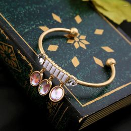 Bangle Kissme Unique Geometric Multicolor Resin Charms Cuff Bracelets For Women Old Gold Colour Iron Bangles Fashion Jewellery Accessories