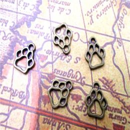 90pcs--Dog Paw Charms Antique bronze Dog Paw charm pendants 11 13mm303s