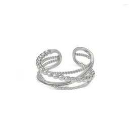 Cluster Rings Japan And South Korea's S925 Sterling Silver Ring Niche Fashion Fried Dough Twists Design Sense Of Line