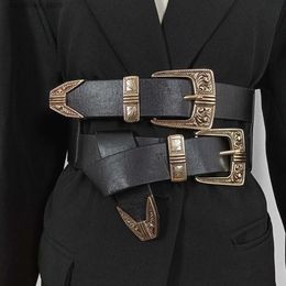 Belts Fashion Wide Elastic Designer Belts For Women High Quality Luxury Black Stretch Cummerbunds Plus Size Corset Belt WaistbandY240315