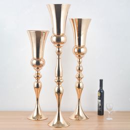 65cm to 110cm)Nordic Antique Gold Metal Flower Vase Urn Creative Floor Trumpet Vases Luxury Wedding Minimalist Centrepieces Pedestal Vases
