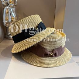 Summer straw hat Designer Bucket Hat for women Gentleman Flat Hat Bow Hat Tourist vacation sun hat