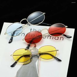Sunglasses Unisex Festival Metal Small Frame Steampunk Sun Glasses Men's Shades Oval Gradient Mirror