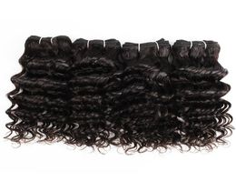 4 Pcs Indian Deep Curly Hair Weaving 50gpc Natural Colour Black Human Hair Extensions for Short Bob Style Bundles7207191