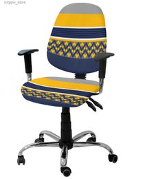 Chair Covers Blue Yellow Gray Striped Geometric Lines Elastic Armchair Chair Cover Removable Office Chair Slipcover Split Seat Covers L240315