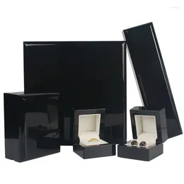 Jewelry Pouches High Gloss Piano Lacquer Finish Wood Wedding Ring Earrings Box Small Luxury Jewellery Gift Storage Display Case