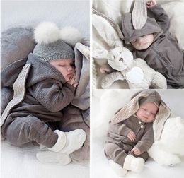 5 Colour Cute Rabbit Ear Hooded Baby Rompers For Babies Boys Girls Kids Clothes Newborn Clothing Jumpsuit Infant Costume sleeping b9001809