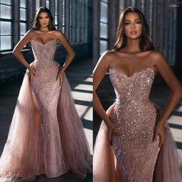 Runway Dresses Delicate Mermaid Celebrity For Women Strapless Skirt Slim Fit Sleeveless Sweep Train Backless Dress Party Gown