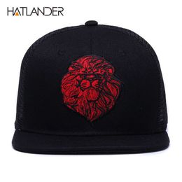 HATLANDEROriginal black baseball caps for boys girls summer sun hats embroidery lion mesh snapbacks hip hop bone trucker hat 201240y