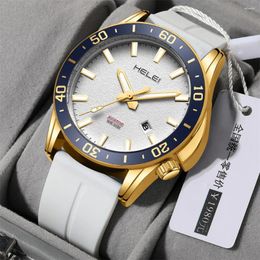Wristwatches HELEI Men Watch Top Military Army Waterproof Sport Male Clock Auto Date Quartz Business Original Wristwatch 9005A