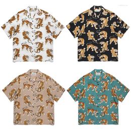 Men's Casual Shirts 2024ss Tiger Printing WACKO MARIA Shirt Men Woman Summer 1:1 Good Quality Vintage Hawaii